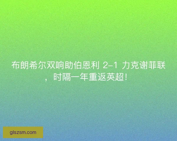 布朗希尔双响助伯恩利 2-1 力克谢菲联，时隔一年重返英超！